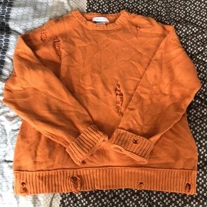 Urban Outfitters Distressed Orange Sweater